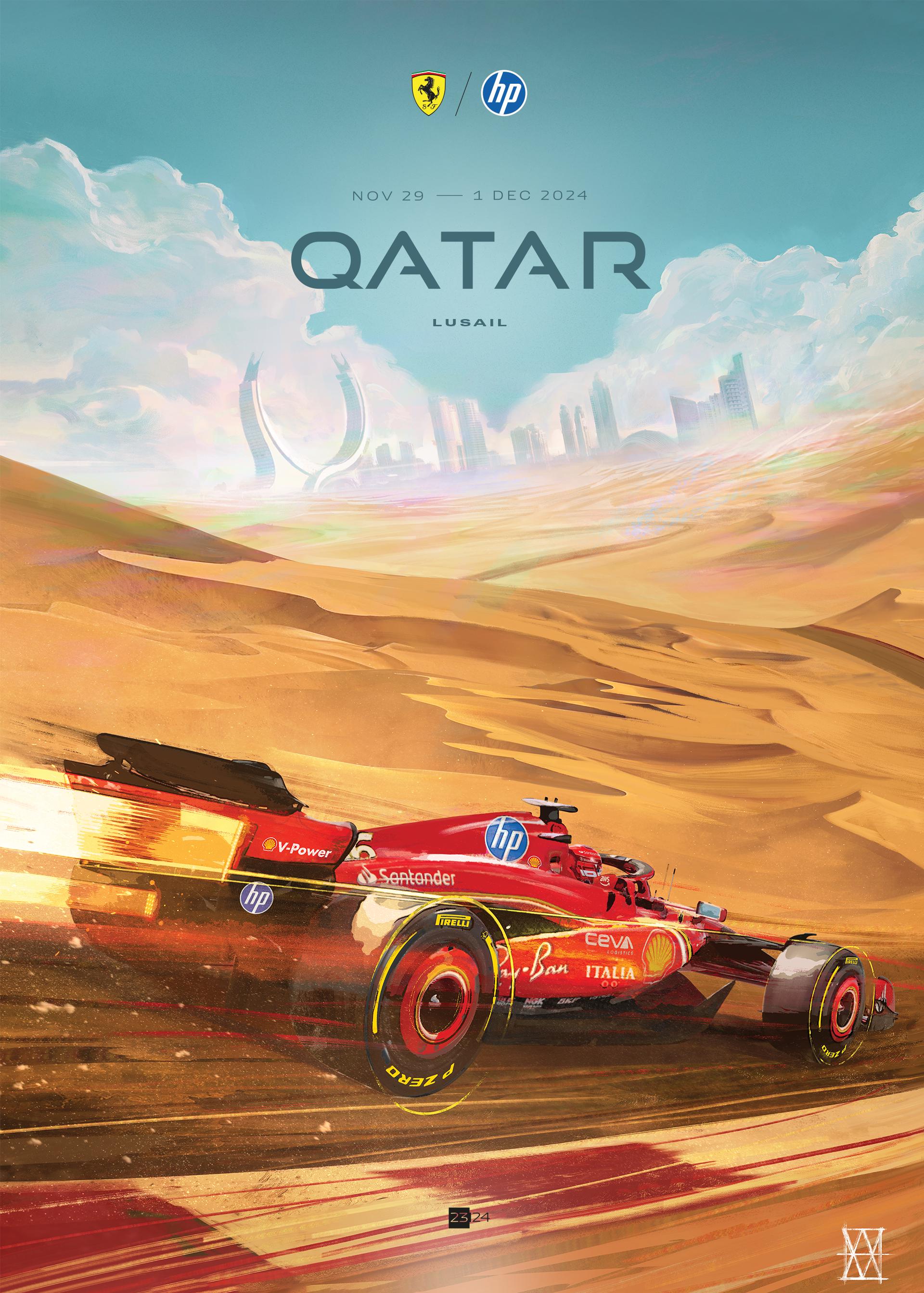 Ferrari 2024 QATAR Grand Prix cover art poster — part of full season set